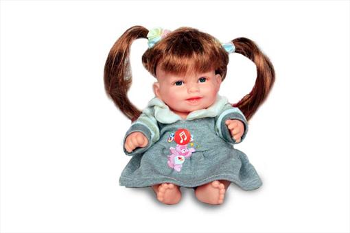 اسباب-بازی-عروسک دختر آوازخوان مو قهوای لباس خندان