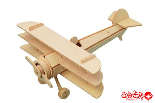 اسباب-بازی-چورچین و ماکت چوبی 3 بعدی هواپیمای 3 باله 3 لایه کوچک