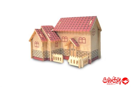 اسباب-بازی-جورچین و ماکت چوبی 3 بعدی خانه چوبی بنفش  2 لایه کوچک