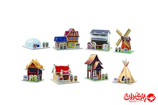 اسباب-بازی-پازل سه بعدی فومی مدل خانه های سنتی در دنیا 82 تکه