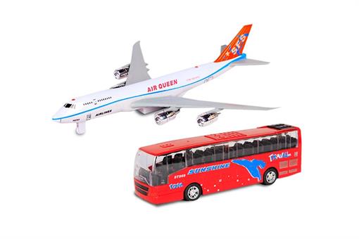 اسباب-بازی-ماکت هواپیما و اتوبوس چراغ دار و صدادار