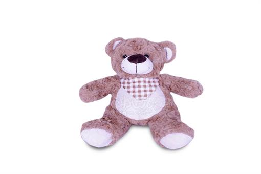 اسباب-بازی-عروسک پولیشی خارجی خرس رنگی پیشبندار قهوه ای روشن