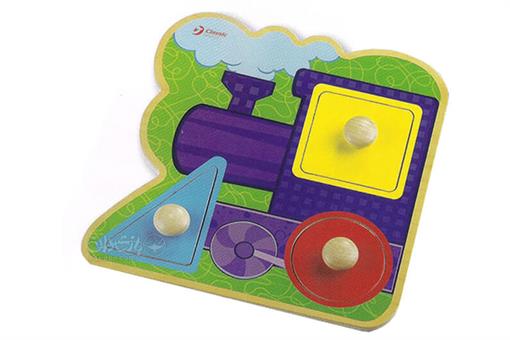 اسباب-بازی-پارل جاگذاری دکمه دار قطار چوبی