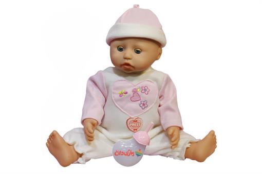 اسباب-بازی-عروسک بچه با شیشه شیر و گریه کن اشک دار لباس صورتی