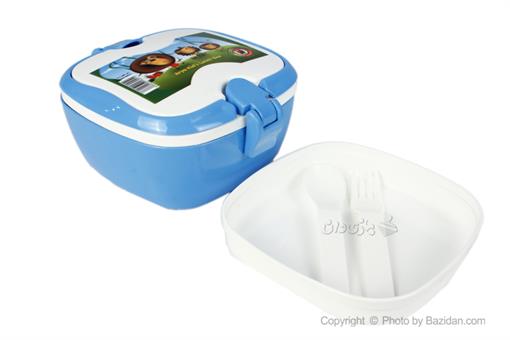 اسباب-بازی-ظرف غذای مربعی کودک رنگ آبی طرح شیر