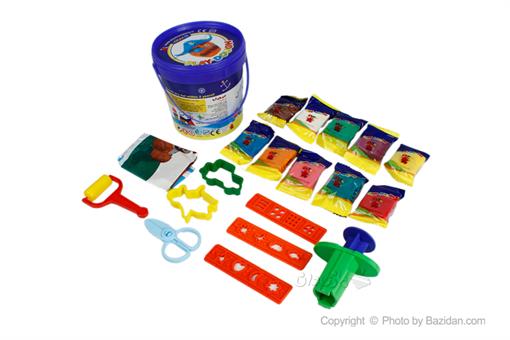 اسباب-بازی-خمیر سطلی 10 رنگ پلمپ دار