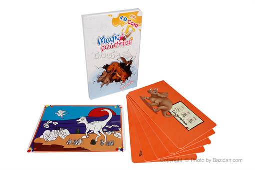اسباب-بازی-کارت رنگ آمیزی آموزش زبان 4 بعدی 16 عددی طرح دایناسور