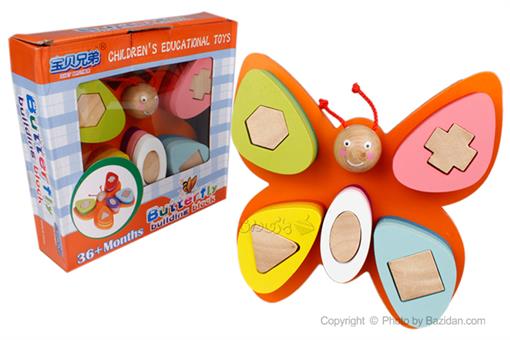اسباب-بازی-پایه اشکال پروانه چوبی نارنجی