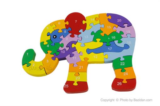 اسباب-بازی-پازل جاگذاری حروف و اعداد انگلیسی طرح فیل