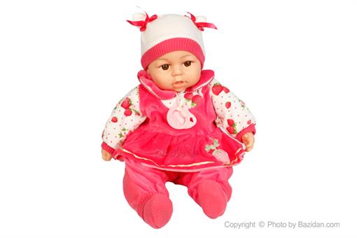 اسباب-بازی-عروسک نوزاد چشم باز موزیکال لباس سرخ آبی