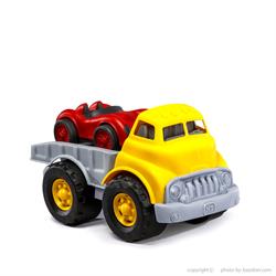 اسباب-بازی-کامیون خودرو بر ماشین مسابقه زرد
