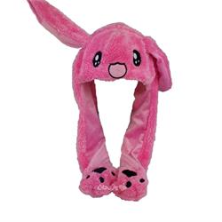 اسباب-بازی-کلاه عروسکی خرگوش صورتی گوش متحرک اصل