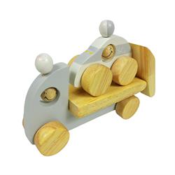 اسباب-بازی-کامیون حمل ماشین چوبی طوسی